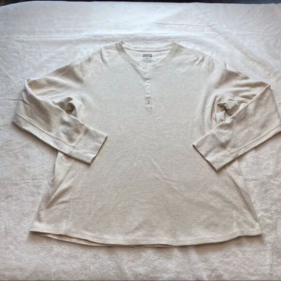 Duluth Trading Co Other - Duluth Trading Company Cream Waffle Knit Henley Shirt